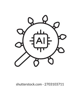 A vector icon representing AI-based social media analysis for holiday campaigns, created in line style with editable stroke