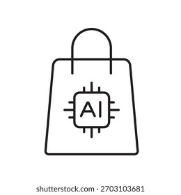A vector icon representing AI-driven sales using data analytics during holidays, created in line style with editable stroke
