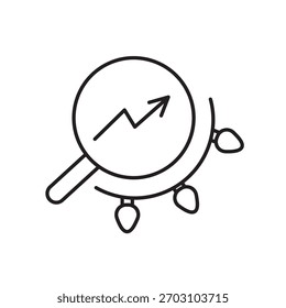 Un ícono de Vector que representa la optimización SEO navideña impulsada por IA, creada en estilo de línea con trazo editable