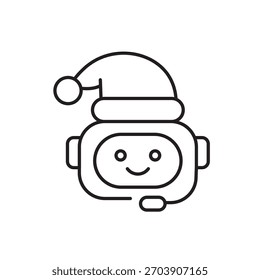 Ein Vektorsymbol, das einen KI-gesteuerten Marketingassistenten-Roboter darstellt, der im Linienstil mit bearbeitbarem Strich erstellt wurde