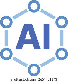Vector icon representing artificial intelligence (AI) with modern digital design. Ideal for use in tech presentations, websites, apps, education, AI-related infographics, or future technology visuals.