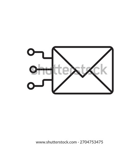 A vector icon representing automated holiday email campaigns using AI, created in line style with editable stroke