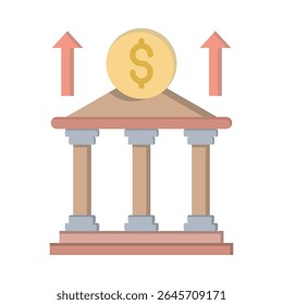 Vector icon representing bank profits, ideal for business and marketing visuals.