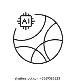 A vector icon representing a chord diagram for AI-enhanced relationship mapping, created in line style with editable stroke