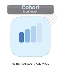 A vector icon representing cohort analysis with a gradient bar chart design.