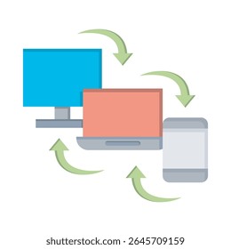 Ícone de vetor que representa a medição entre plataformas, ideal para visuais de negócios e marketing.