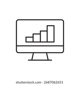 A vector icon representing a digital dashboard for tracking wellness metrics, created in line style with editable stroke