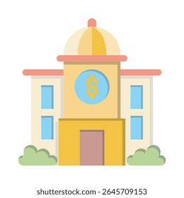 Vector icon representing financial institution, ideal for business and marketing visuals.