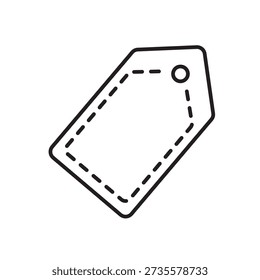 A vector icon representing a free trial period using a dashed tag, created in line style with editable stroke