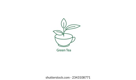 Vector Icon Representing Green Tea for Health and Wellness Themes.