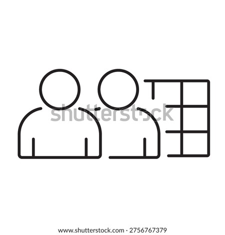 A vector icon representing group permissions in user access management systems, created in line style with editable stroke