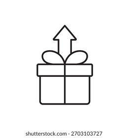 Ein Vektorsymbol, das das Wachstum oder die Aktualisierung von Geschenken für Feiertage darstellt, im Stil mit bearbeitbarem Strich erstellt