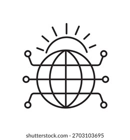 A vector icon representing holiday SEO optimization with global reach, created in line style with editable stroke