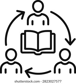 A vector icon representing knowledge sharing, collaborative learning, and continuous education, created in line style with editable stroke.
