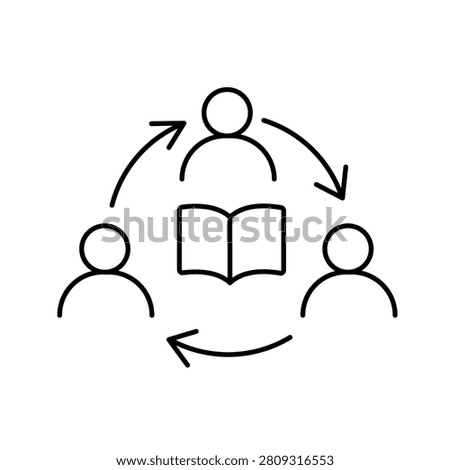 A vector icon representing knowledge sharing, collaborative learning, and continuous education, created in line style with editable stroke.