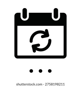 Vector icon representing ongoing task management and cyclical processes. Clean, minimalist style with high contrast. Ideal for project management tools, scheduling apps, or business strategy presentations.