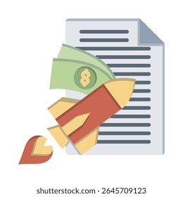 Ícone de vetor que representa artigos pagos, ideal para visuais de negócios e marketing.
