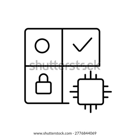 A vector icon representing permissions matrix in access control systems, created in line style with editable stroke