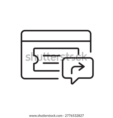 A vector icon representing a reply action within a support ticket conversation, created in line style with editable stroke