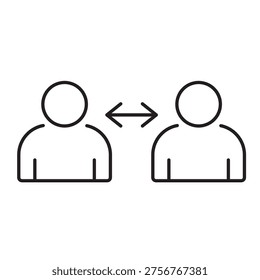 A vector icon representing role switching in user access systems, created in line style with editable stroke