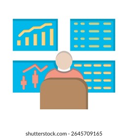 Vector icon representing trader, ideal for business and marketing visuals.
