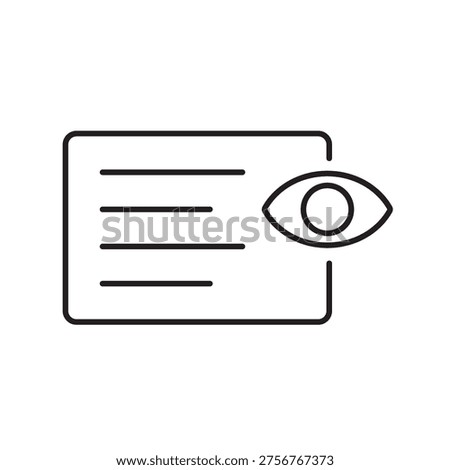 A vector icon representing view only access permission in user interface systems, created in line style with editable stroke