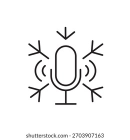 Un ícono de Vector que representa la búsqueda por voz de ofertas y ofertas de vacaciones, creado en estilo de línea con trazo editable