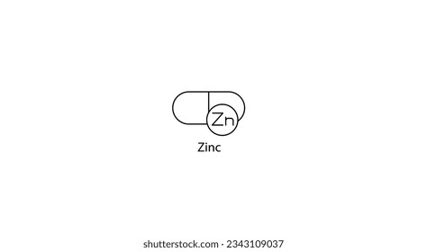 Vector Icon Representing Zinc, Essential Mineral in Health and Industry.