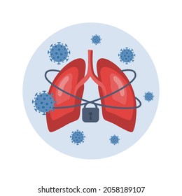 Vector icon of respiratory failure. Coronavirus infection. A lung injury icon