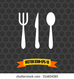 Vector Icon of Restaurant on Dark Gray Background. Eps.10.