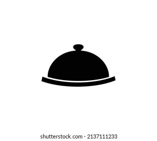 Icono vector de un restaurante que sirve bandeja para servir platos calientes. ilustración negra aislada en un fondo blanco.