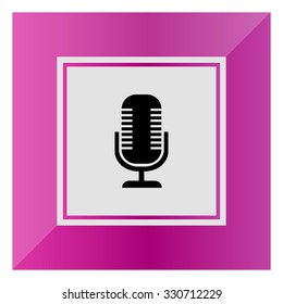 Vector icon of retro microphone on stand