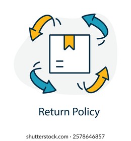  Vector icon for return policy in e-commerce services. Depicts hassle-free product returns and customer satisfaction.