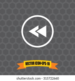 Vector Icon of Rewind on Dark Gray Background. Eps.10.