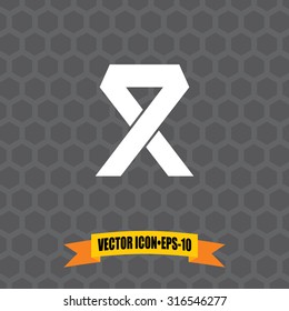 Vector Icon of Ribbon on Dark Gray Background. Eps.10.