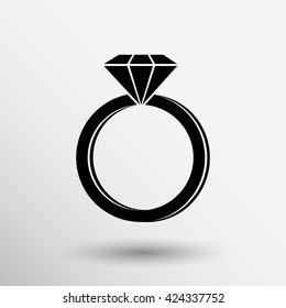 Vector icon ring wedding diamond precious symbol logo.