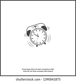 Vector icon ringing alarm clock on white isolated background.  Layers grouped for easy editing illustration. For your design.