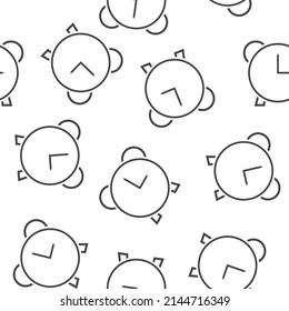 Vector icon ringing alarm clock  seamless pattern on a white background.