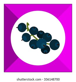 Vector icon of ripe black currant bunch