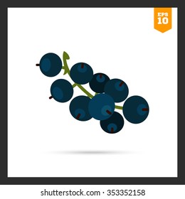 Vector icon of ripe black currant bunch