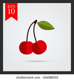 Vector icon of ripe fresh cherry berries