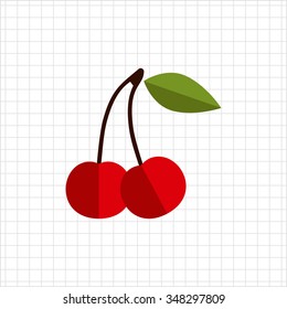 Vector icon of ripe fresh cherry berries