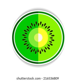 Vector icon Ripe kiwi and a piece on a white background