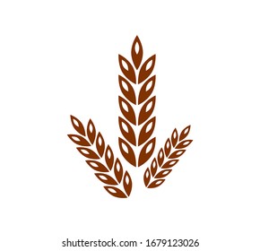 Vektorsymbol reife Weizenähren auf weißem Hintergrund.