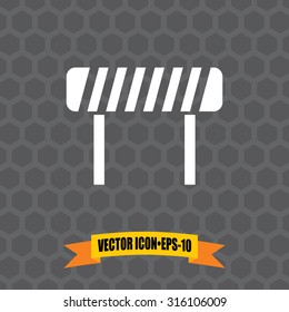 Vector Icon of Road Block on Dark Gray Background. Eps.10.