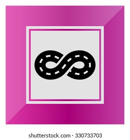Vector icon of road with marking winding in form of eternity sign