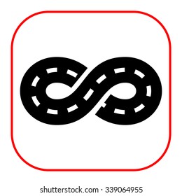 Vector icon of road with marking winding in form of eternity sign