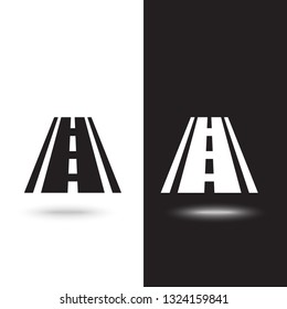 Vector icon road on black and white background