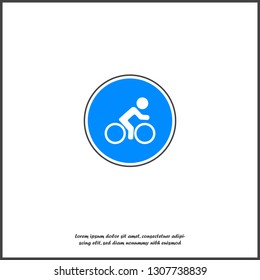 Vector icon road sign only for cyclists  on white isolated background. Layers grouped for easy editing illustration. For your design.