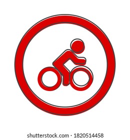 Vector icon of road sign stop cyclist. No cyclist on cartoon style on white isolated background.